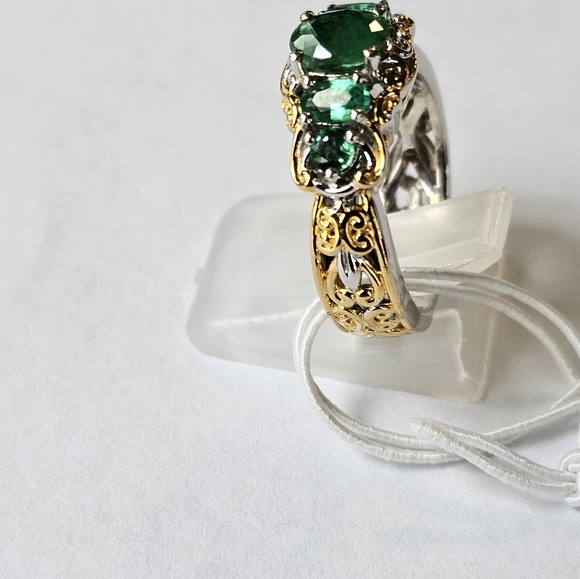 Limited Edition Untreated Genuine Emerald Ring Size 7 in 18k/925/Palladium 💚 - Picture 5 of 10